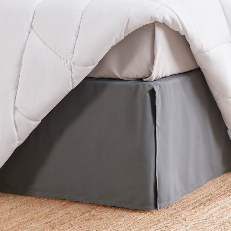 SLEEP ZONE Anti-Static Pleated Bed Skirts King Size, 15 inch Tailored Drop Easy Fit Bedskirt, Fade Resistant (King, Grey) - Image 4
