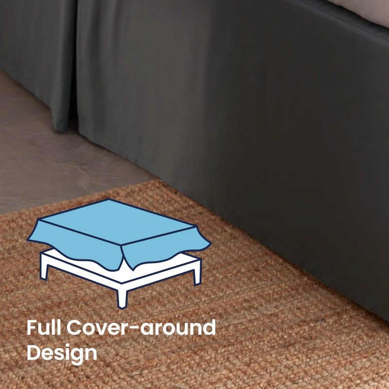 SLEEP ZONE Anti-Static Pleated Bed Skirts King Size, 15 inch Tailored Drop Easy Fit Bedskirt, Fade Resistant (King, Grey) - Image 3