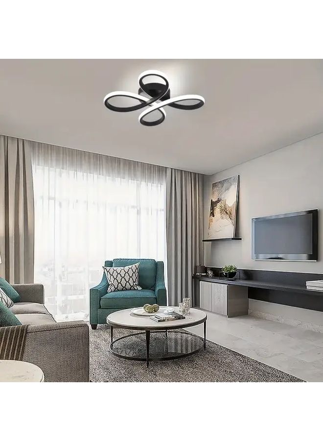 Black Dimmable 4 Ring Flower LED Ceiling Light Flush Mount Easy Install - Image 2