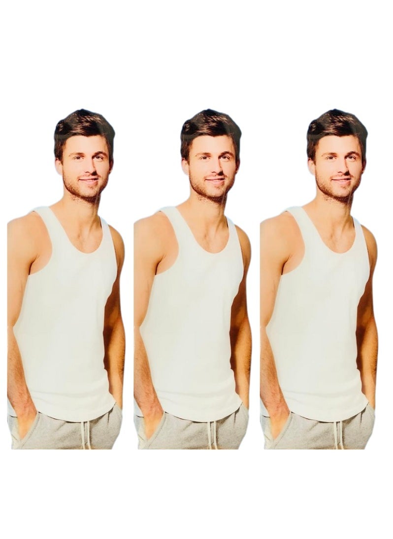 Amul comfy Premium Round Neck, Tag Less Cotton Vest | Pack of 3 | White  - Image 1
