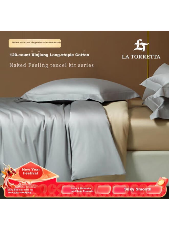 La Torretta A Class 120s Pure Cotton Full Cotton 200x230cm Single/double Duvet Cover Grey-gold - Image 1