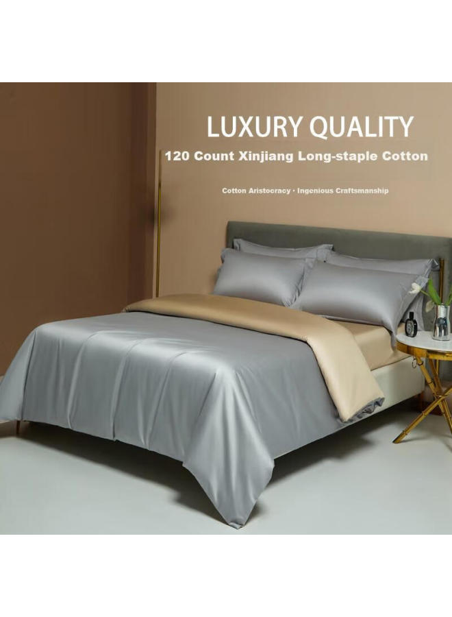 La Torretta A Class 120s Pure Cotton Full Cotton 200x230cm Single/double Duvet Cover Grey-gold - Image 2
