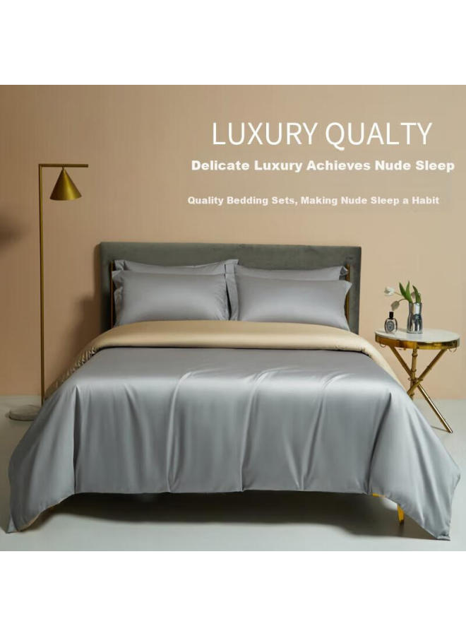La Torretta A Class 120s Pure Cotton Full Cotton 200x230cm Single/double Duvet Cover Grey-gold - Image 4
