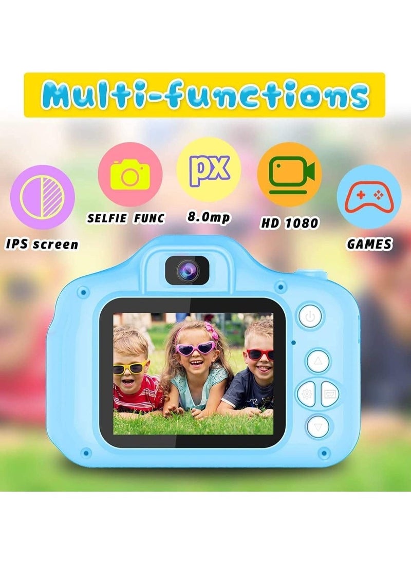 Kids Camera,Mini Rechargeable Child Digital Camera Shockproof Video Camcorder Gifts for 3-8 Year Old Boys Girls,8MP HD Video 2 Inch Screenfor Outdoor Play(32GB Card Included) - Image 2