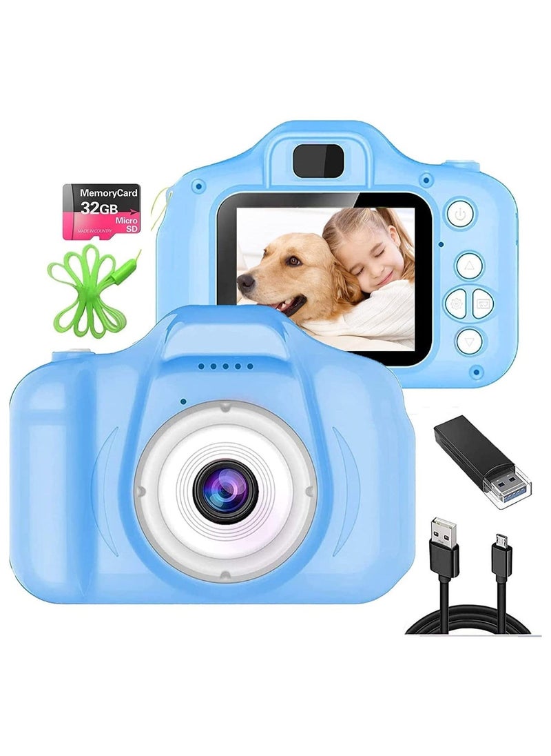 Kids Camera,Mini Rechargeable Child Digital Camera Shockproof Video Camcorder Gifts for 3-8 Year Old Boys Girls,8MP HD Video 2 Inch Screenfor Outdoor Play(32GB Card Included) - Image 1