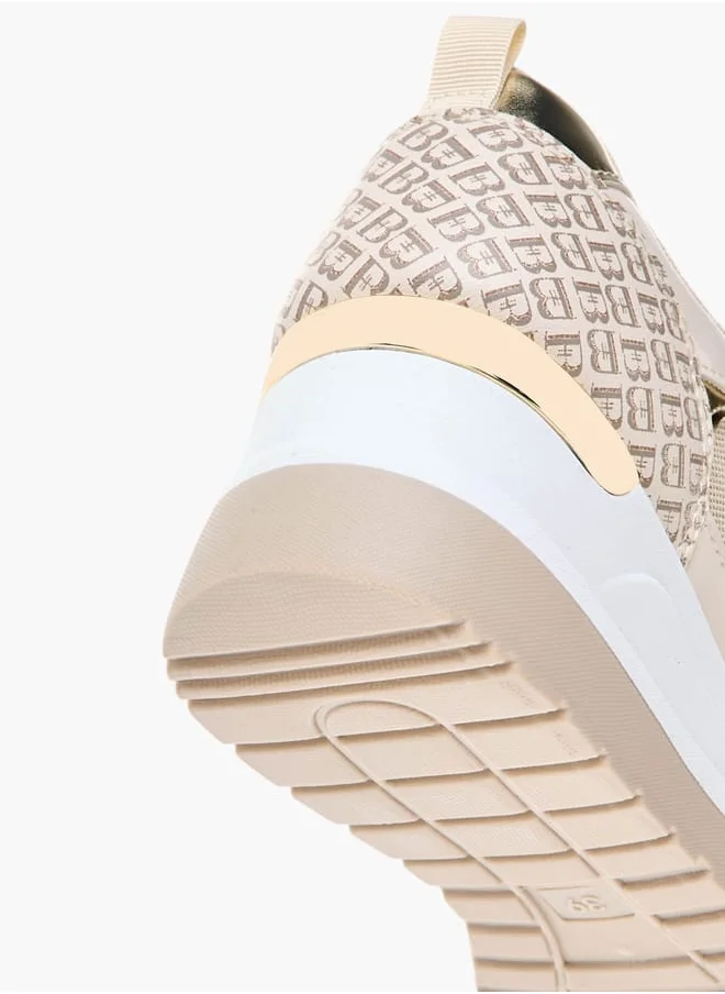 Flora Bella By Shoexpress Women Monogram Print Sneakers with Lace-Up Closure
