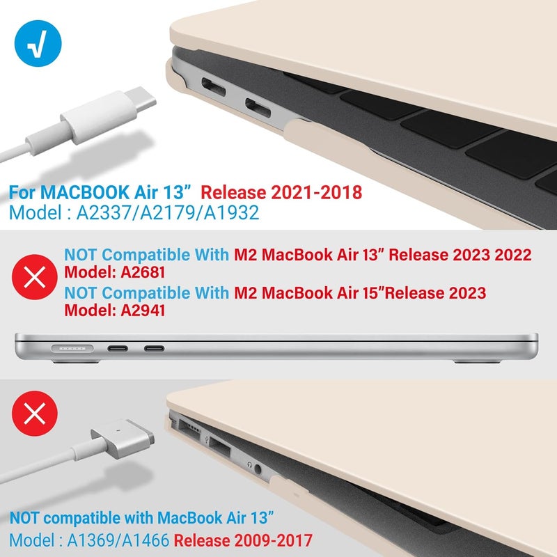 I Benzer Compatible with New MacBook Air 13 inch Case 2022 2021 2020 M1 A2337 A2179 A1932, Plastic Hard Shell Case with Keyboard Cover for Mac Retina Display with Touch ID, Nude, AT13-NU+1 - Image 4