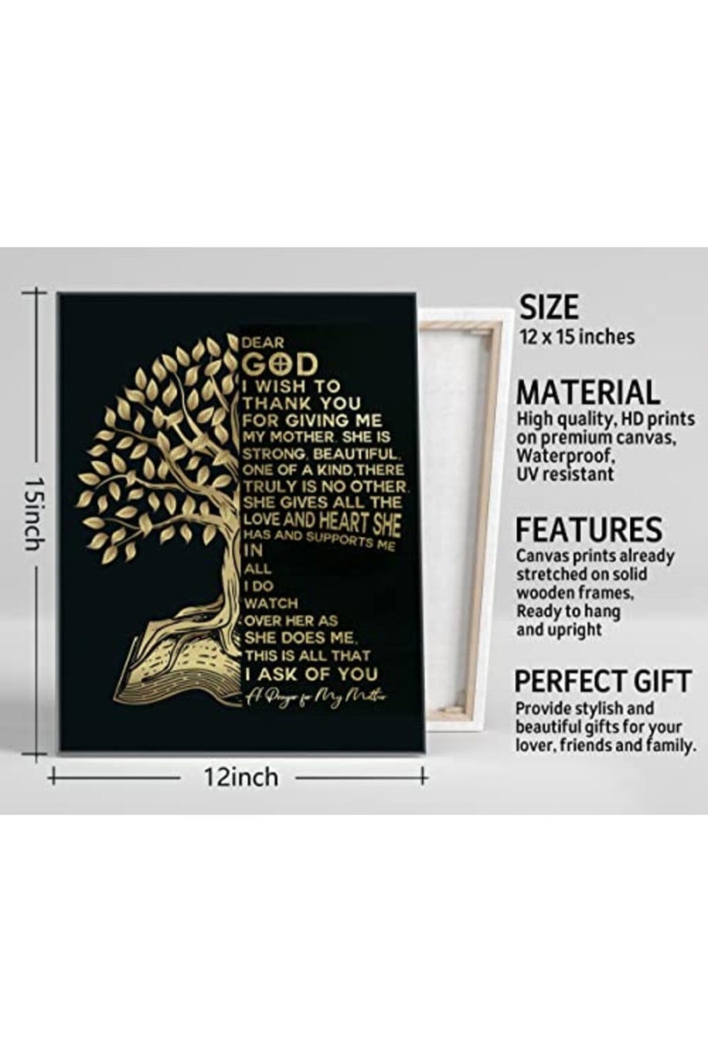 WKYAER Inspirational Canvas Wall Art - A Prayer for My Mother - Image 3