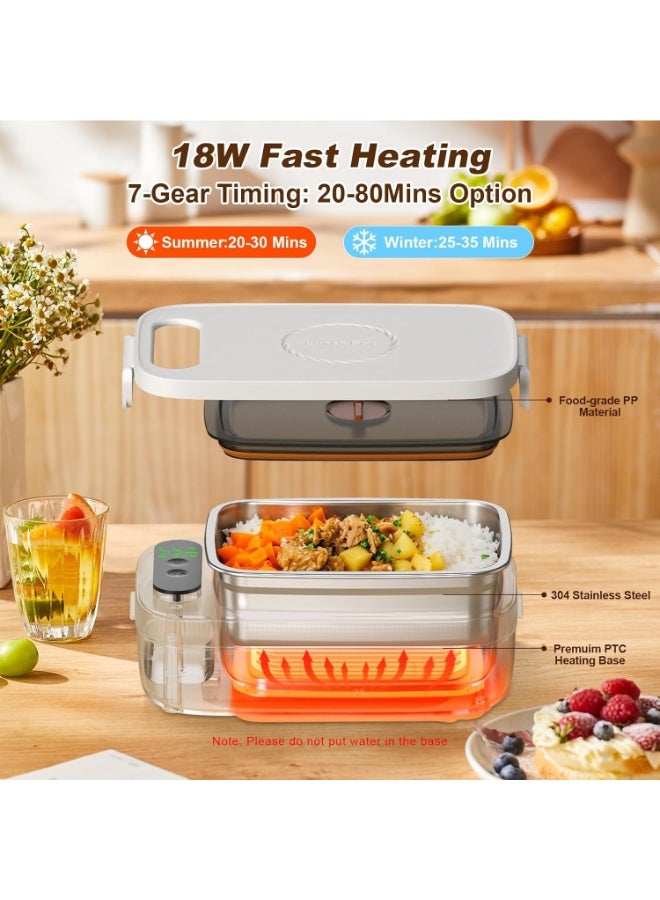 VVU&CCO FH-3 Cordless Heated Lunch Box - 1L Stainless Steel, 18W Rapid Heating, 7-Timer Self-Heating, for Office, Travel, or Outdoor Use - Image 3