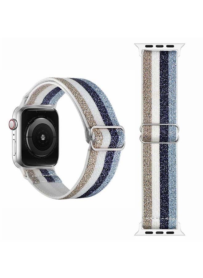 Generic - Funky Adjustable Braided Solo Band for Apple Watch Series 1/2/3/4/5/6/SE 40/38mm White/Blue - Image 1