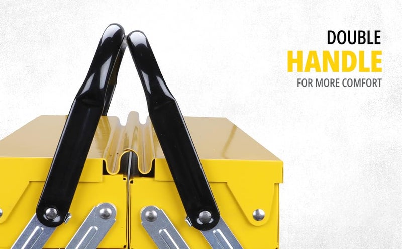 Stanley صندوق أدوات ستانلي 194738 18 460 مم مع 5 صواني ومقابض مزدوجة لتخزين سهل ومريح ضمان لمدة سنة أصفر أسود - Image 3