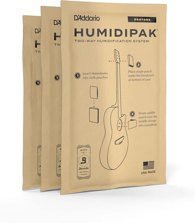 Accessories Guitar Humidifier Packs - Two-Way Humidification System Conditioning Packets - For Restoring to Proper Guitar Humidification Level - 3 Restore Conditioning Packets
