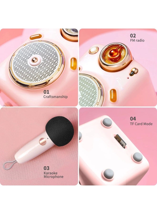 ديفوم متحدث كاريوكي ريترو صغير Divoom Fairy-OK بلوتوث مع مايكروفون، ومغير الصوت، وراديو FM وكارت TF، أخضر - Image 3