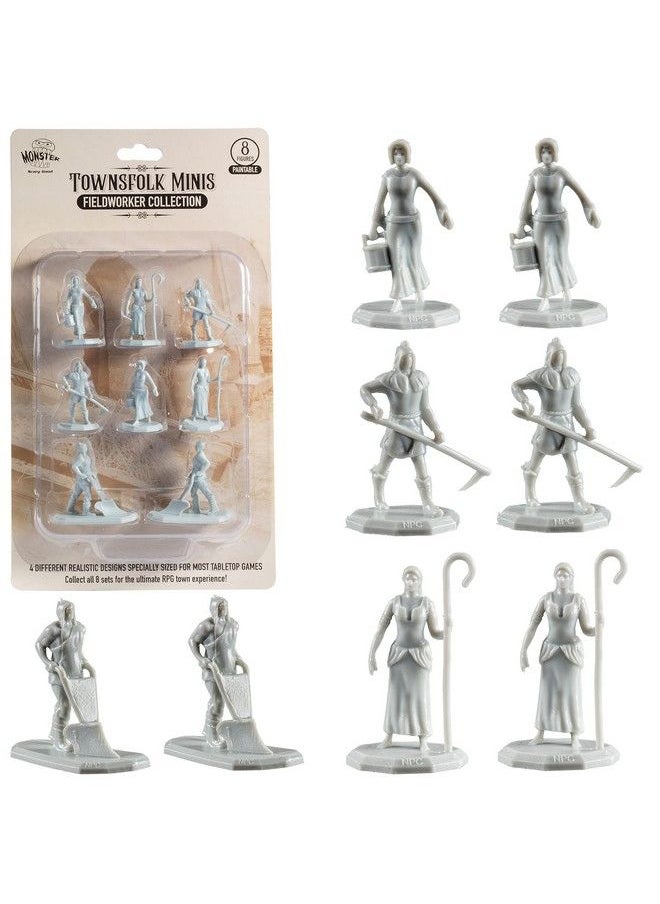 Monster Protectors Monster Townsfolk Mini Fantasy Figures 8Pc Fieldworker Non Player Character Npc Miniatures 1" Hexsized Compatible With Dnd Dungeons And Dragons Pathfinder And All Rpg Tabletop Games  - Image 3