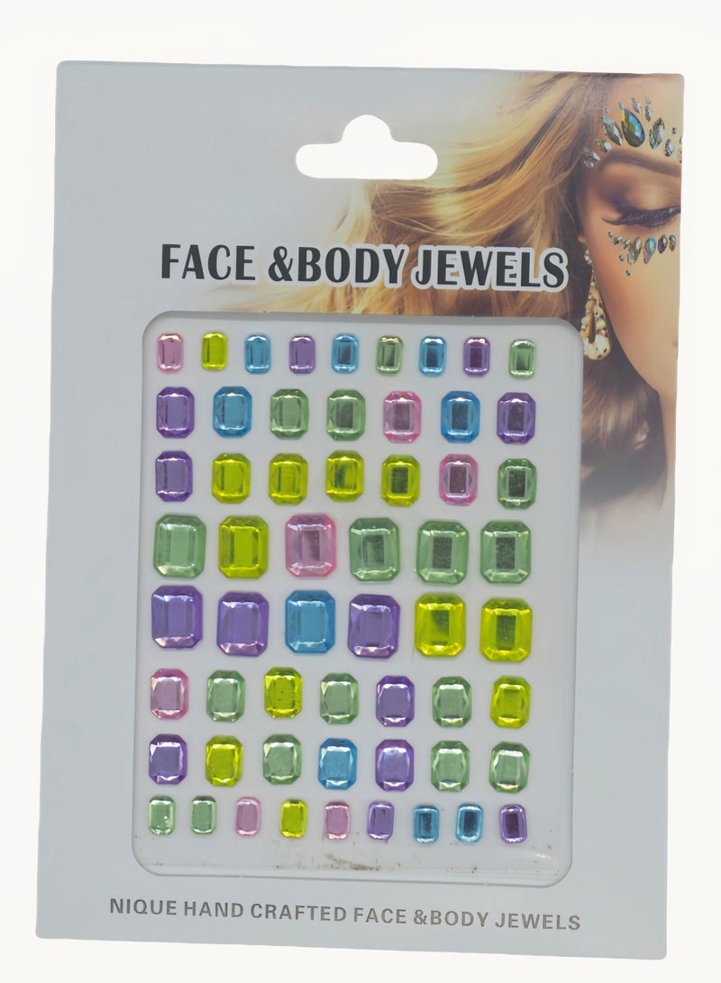 Colorful square crystal diamond stickers face decoration stickers 3D three-dimensional stickers children's DIY decorations self-adhesive jewelry stickers colored diamond stickers - Image 1