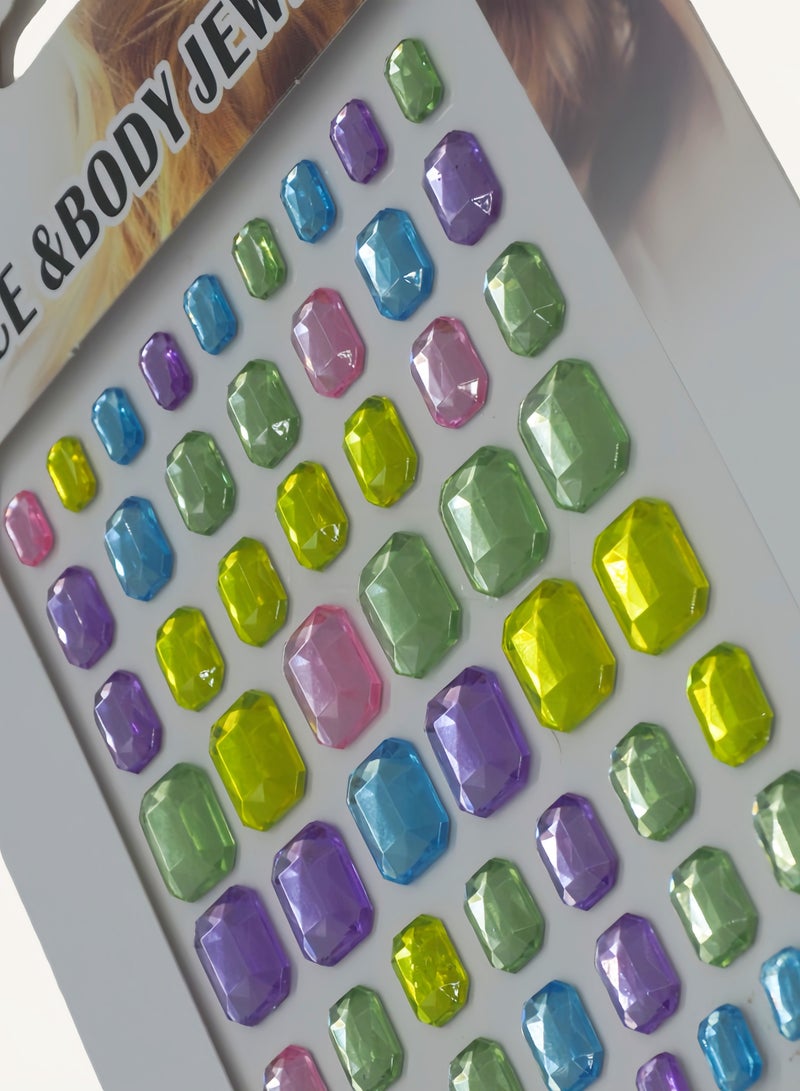 Colorful square crystal diamond stickers face decoration stickers 3D three-dimensional stickers children's DIY decorations self-adhesive jewelry stickers colored diamond stickers - Image 2