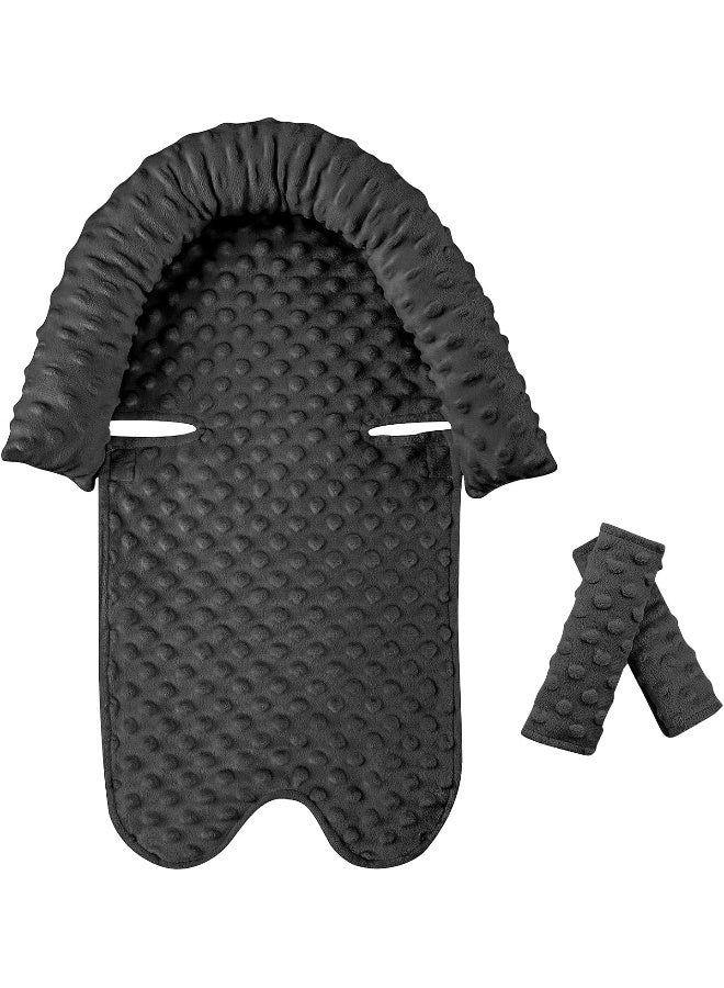 Pea Pod Car Seat Head Support Infant Baby Carseat Head Support & Strap Covers for Newborns Ultra Soft Minky Dotted Fabric Infant Car Seat Insert Perfect for Baby Carseats, Strollers, and Bouncers - Image 1