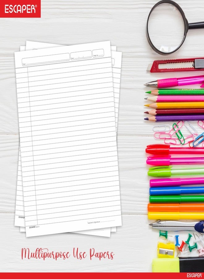 ESCAPER Classic A4 Two Side Ruled Sheets (50 Sheets), 90 GSM Designer White Paper for Writing, Printing, Assignments & Projects - Image 5