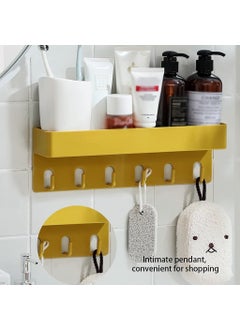 H&D PIPALIYA HD PIPALIYA No Drill Storage Rack Super Adhesive Multipurpose Kitchen Bathroom Shelf Wall Holder Storage Rack with 6 Hook PunchFree Seamless Bathroom Shower Organizer Multicolor Pack of 1  - Image 3