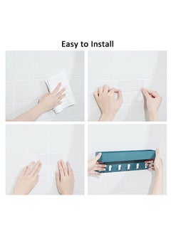 H&D PIPALIYA HD PIPALIYA No Drill Storage Rack Super Adhesive Multipurpose Kitchen Bathroom Shelf Wall Holder Storage Rack with 6 Hook PunchFree Seamless Bathroom Shower Organizer Multicolor Pack of 1  - Image 4