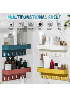 H&D PIPALIYA HD PIPALIYA No Drill Storage Rack Super Adhesive Multipurpose Kitchen Bathroom Shelf Wall Holder Storage Rack with 6 Hook PunchFree Seamless Bathroom Shower Organizer Multicolor Pack of 1  - Image 5