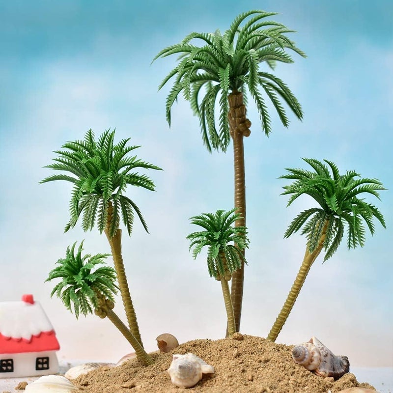 MAKINGTEC Miniature Palm Tree Model Set - 18PCS Mixed Sizes (3.1" - 6.3"), Fake Plastic Trees without Stands for DIY Scenery, Landscape, Cake Decoration - Image 3