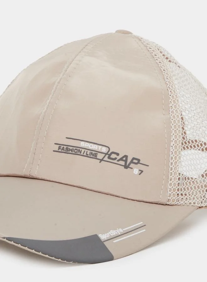 ستايلي Styli Men Letter Print Baseball Cap with Mesh Back