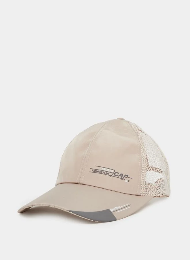 ستايلي Styli Men Letter Print Baseball Cap with Mesh Back
