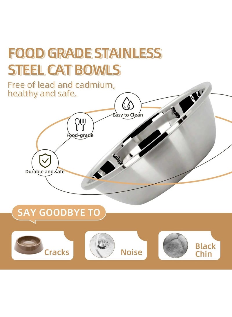 يوقليف طقم أوعية طعام وماء مرتفعة للقطط المنزلية، مقاوم للانسكاب، يتضمن وعاءين من الفولاذ المقاوم للصدأ للقطط والجراء، مقاوم لإجهاد الشوارب وآمن للغسل في غسالة الأطباق - Image 4