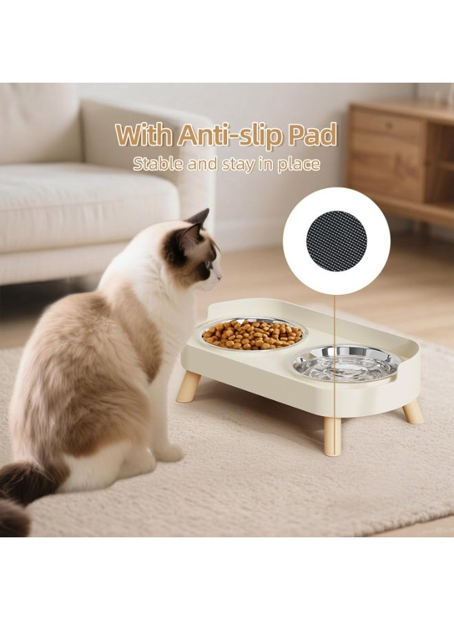 يوقليف طقم أوعية طعام وماء مرتفعة للقطط المنزلية، مقاوم للانسكاب، يتضمن وعاءين من الفولاذ المقاوم للصدأ للقطط والجراء، مقاوم لإجهاد الشوارب وآمن للغسل في غسالة الأطباق - Image 5