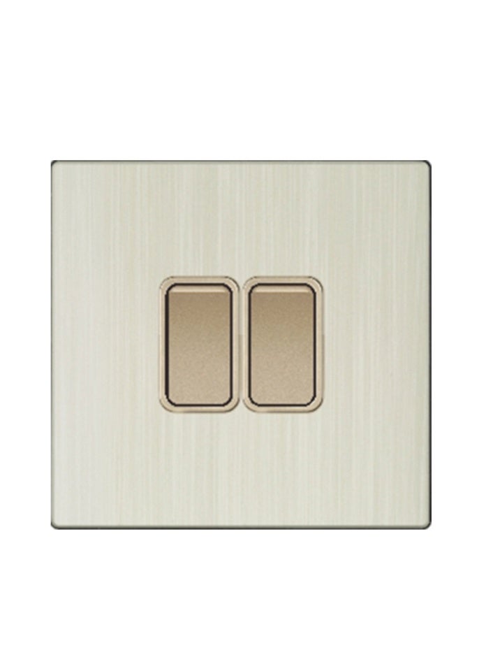 Vmax Small 2 Gang 2 Way Wall Light Switch | Dual Control | Modern Brushed Metal Finish | Durable & Safe Electrical Switch for Home, Office & Commercial Use - Image 1