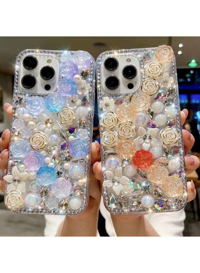 S-TOP Case For iPhone 11 Pro Max Rose Hand-set Pearl Diamond PC Phone Case - Image 3
