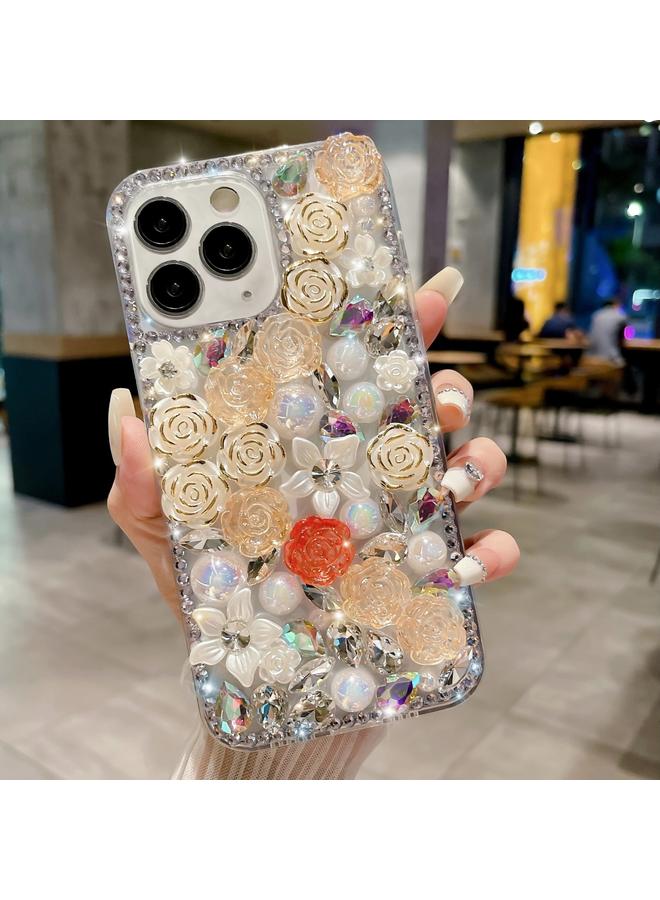 S-TOP Case For iPhone 11 Pro Max Rose Hand-set Pearl Diamond PC Phone Case - Image 1