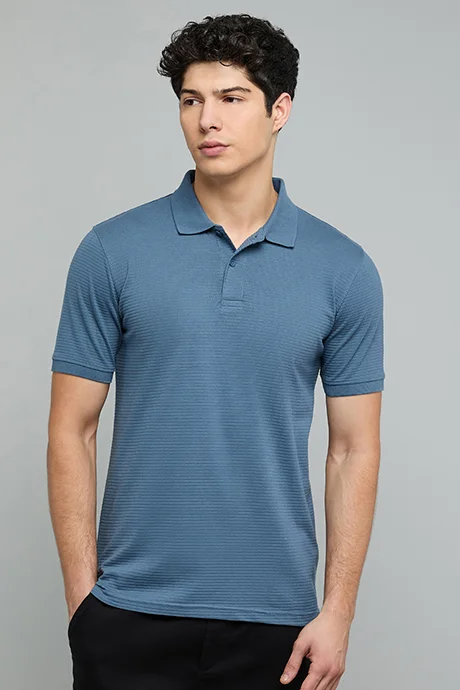 R&B Textured Polo T-Shirt with Short Sleeves