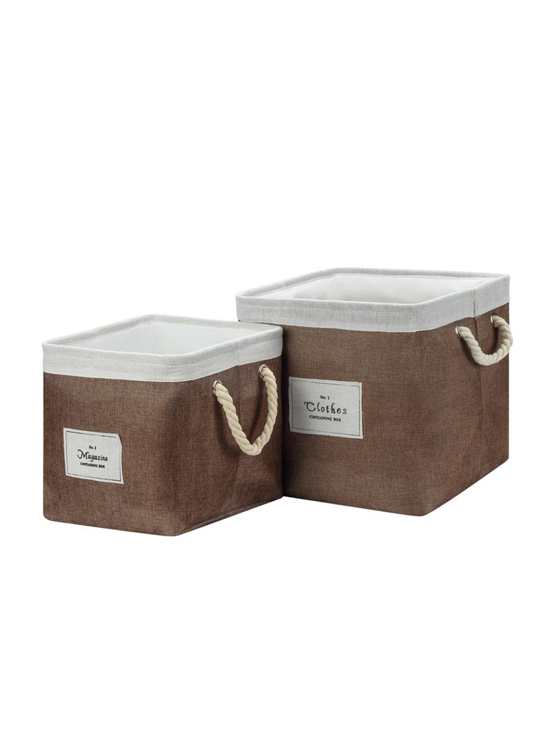 LAWAZIM Laundry Basket Set 2 Pieces Storage Basket | Laundry Hamper | Boxes for Organizing - Brown - Image 1