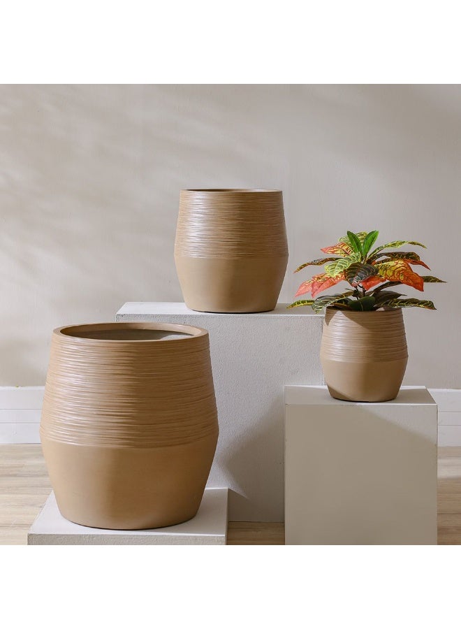 DANUBE HOME Mid-Size Taupe Fibre Clay Pot – Durable Weatherproof Planter for Balcony, Living Room & Garden Plants – 34.5×34.5×35 cm - Image 3