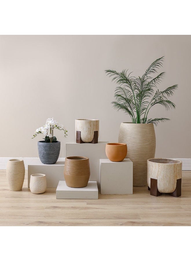 DANUBE HOME Mid-Size Taupe Fibre Clay Pot – Durable Weatherproof Planter for Balcony, Living Room & Garden Plants – 34.5×34.5×35 cm - Image 4