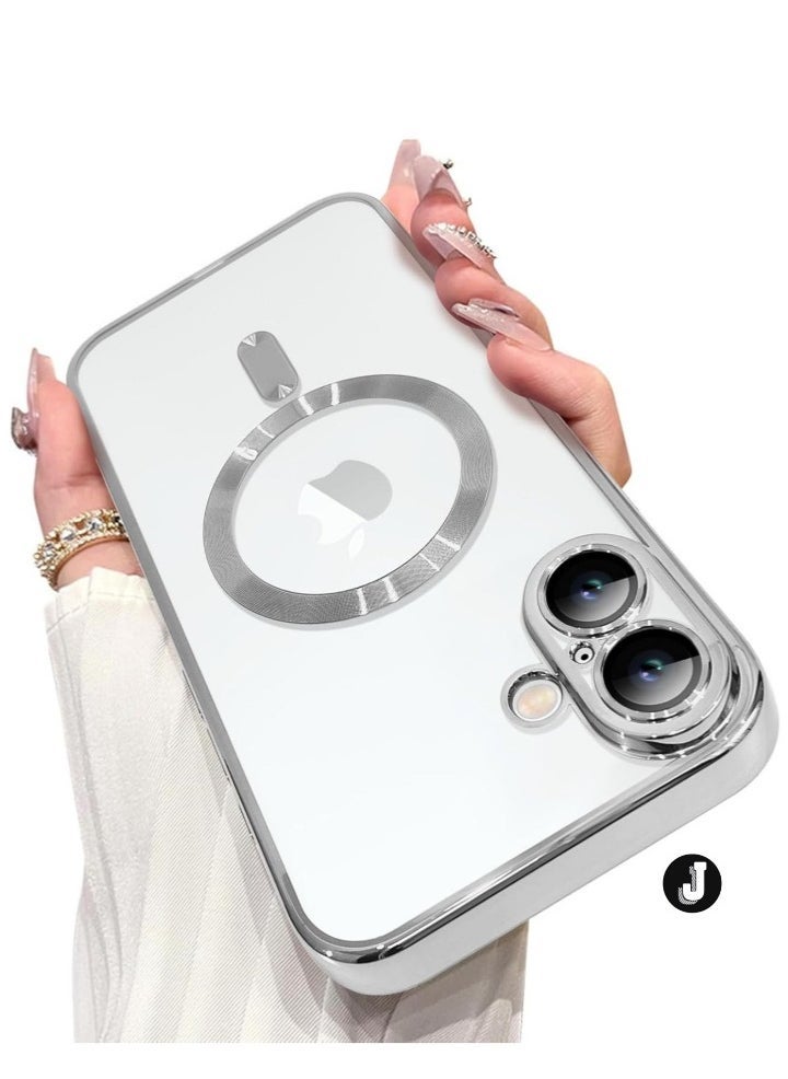 JAJEEK "iPhone 16 Magnetic Case with Built-in Camera Lens Protector – MagSafe Compatible, Soft TPU Anti-Scratch Shockproof Slim Clear Cover for Men & Women (Silver)" - Image 1
