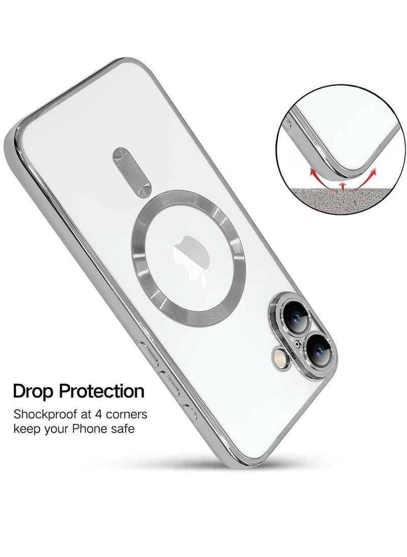 JAJEEK "iPhone 16 Magnetic Case with Built-in Camera Lens Protector – MagSafe Compatible, Soft TPU Anti-Scratch Shockproof Slim Clear Cover for Men & Women (Silver)" - Image 5