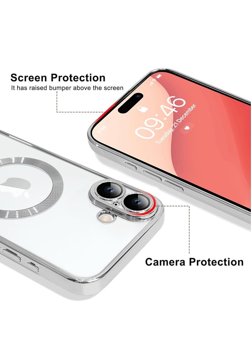 JAJEEK "iPhone 16 Magnetic Case with Built-in Camera Lens Protector – MagSafe Compatible, Soft TPU Anti-Scratch Shockproof Slim Clear Cover for Men & Women (Silver)" - Image 3