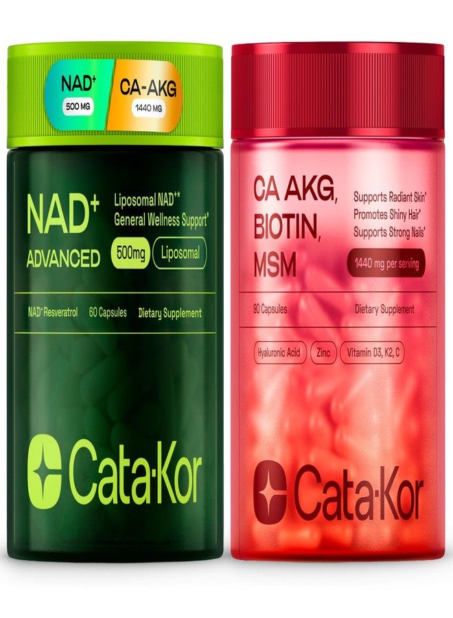 كاتا كور مكمل كاتا-كور NAD+ ومركب Ca-AKG - مكمل NAD+ الليبوزومي مع ريسفيراترول (60 كبسولة) ومركب Ca-AKG وMSM وحمض الهيالورونيك والبيوتين التجميلي (90 كبسولة) - Image 1