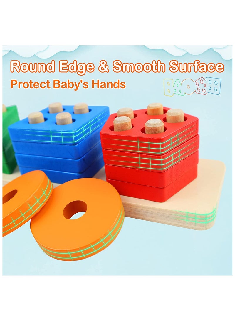 ORiTi ألعاب للأطفال من 1 إلى 3 سنوات للأولاد والبنات، ألعاب خشبية للفرز والترتيب للأطفال، ألعاب تعليمية، مجموعة فرز الأشكال والتعرف على الألوان، هدية ألغاز تعليمية - Image 5