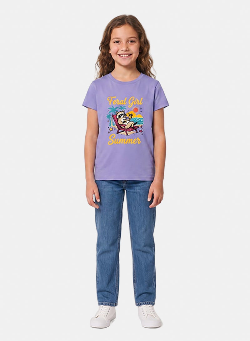Andora Regular Fit Slip On Printed Girls T-Shirt - Purple - Image 1