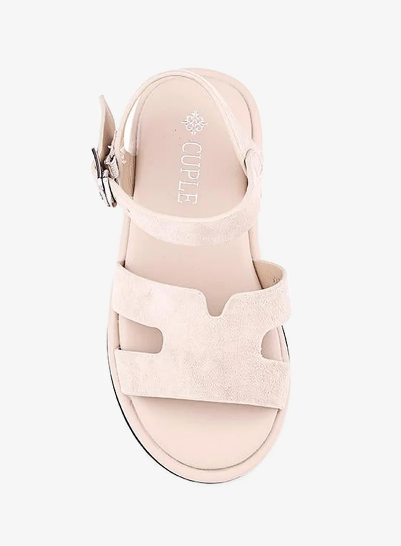 Cuple Beige Girls Flat Ankle Strap Sandals for Women | Best Price UAE