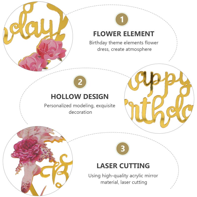 Acrylic Happy Birthday Cake Toppers 6pcs Hollow Design Cupcake Decorations Photo Props - Image 4