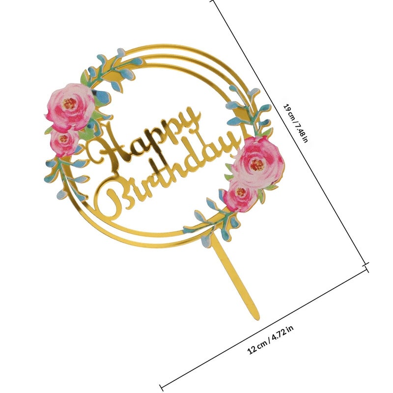 Acrylic Happy Birthday Cake Toppers 6pcs Hollow Design Cupcake Decorations Photo Props - Image 3