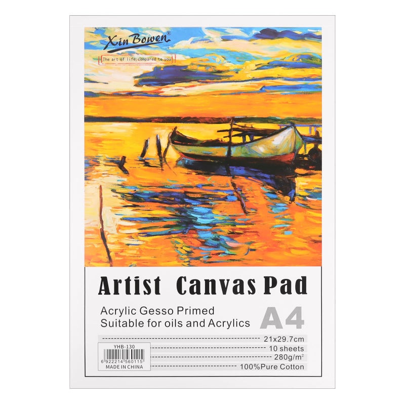 YOLCAR Canvas Pad for Painting 10 Sheets of 1169x866 Pure Cotton Canvas A4 Size White PrePrimed for Instant Use - Image 3