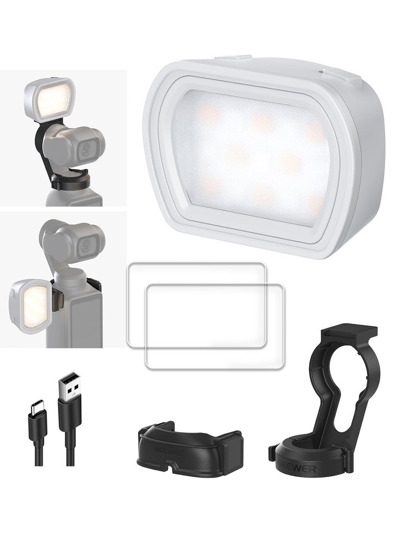Neewer Pocket 3 Fill Light and two AR Screen Protectors, Magnetic Auxiliary Light Compatible with DJI OSMO Pocket 3 Gimbal Cam Creator Combo, 1.3W USB C Rechargeable Plastic Mini LED Fill Light Attachment for Selfie Vlog Video Recording - Image 1
