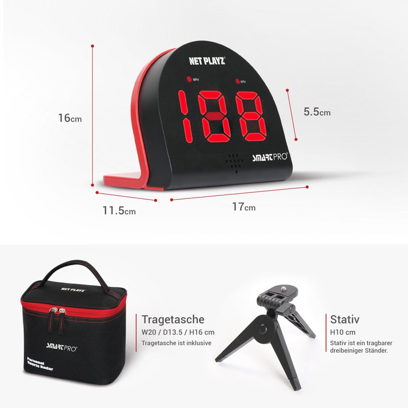 NET PLAYZ NET PLAYZ Speed Radar Smart Pro Speed Meter - Black, M - Image 2