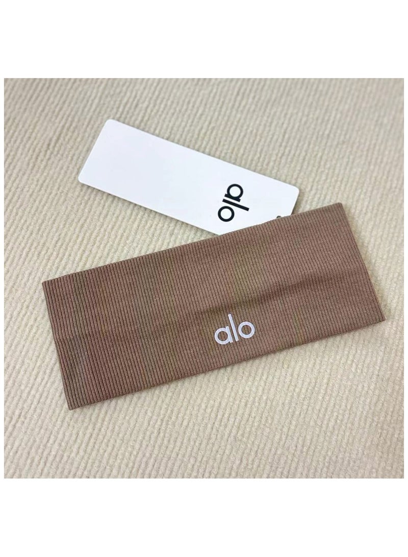 alo ALO Yoga Headband - Elastic - Fitness Outdoor - Sports - Anti-slip - Sticky Headband - Coffee Color